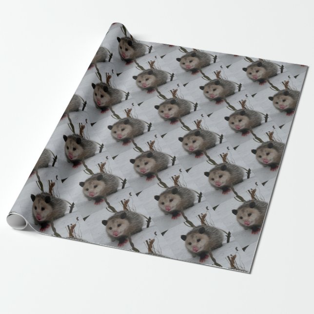 Schnee-Opossum Geschenkpapier (Ungerollt)