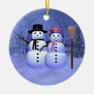 Schnee-Paar-Verzierung Keramik Ornament