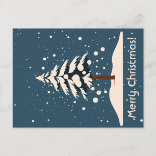 Schnee, Pine Tree und frohe Weihnachten Postkarte