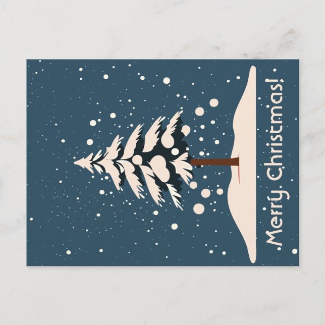 Schnee, Pine Tree und frohe Weihnachten Postkarte (Vorderseite)