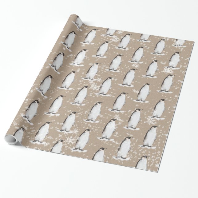 Schnee-Pinguine-Papierumschlag Geschenkpapier (Ungerollt)