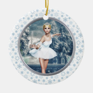 Schnee Prinzessin Ballerina Doppelseitiges Kunstmu Keramik Ornament