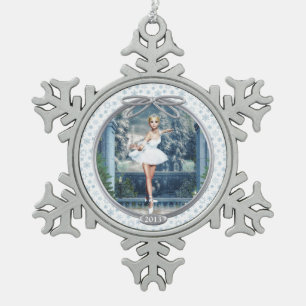 Schnee Prinzessin Ballerina Pewter Snowflake Ornam Schneeflocken Zinn-Ornament