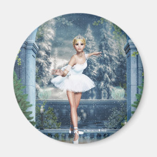 Schnee-Prinzessin Ballerina Round Magnet