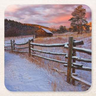 Schnee-Ranch Rechteckiger Pappuntersetzer