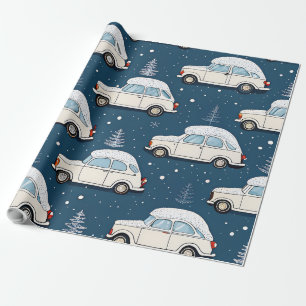 Schnee Retro Car Premium Wrapping Paper Geschenkpapier