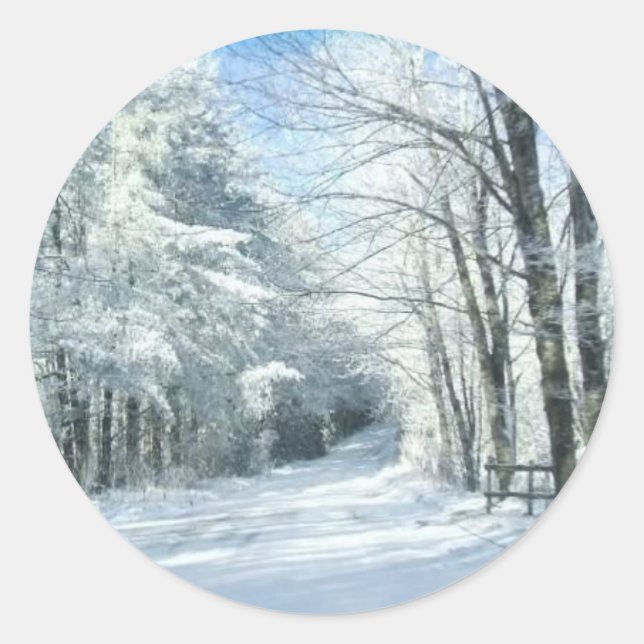 Schnee Runder Aufkleber (Vorderseite)