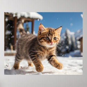 *~* Schnee Running Kitty 5:4 Kätzchen AP68 Poster