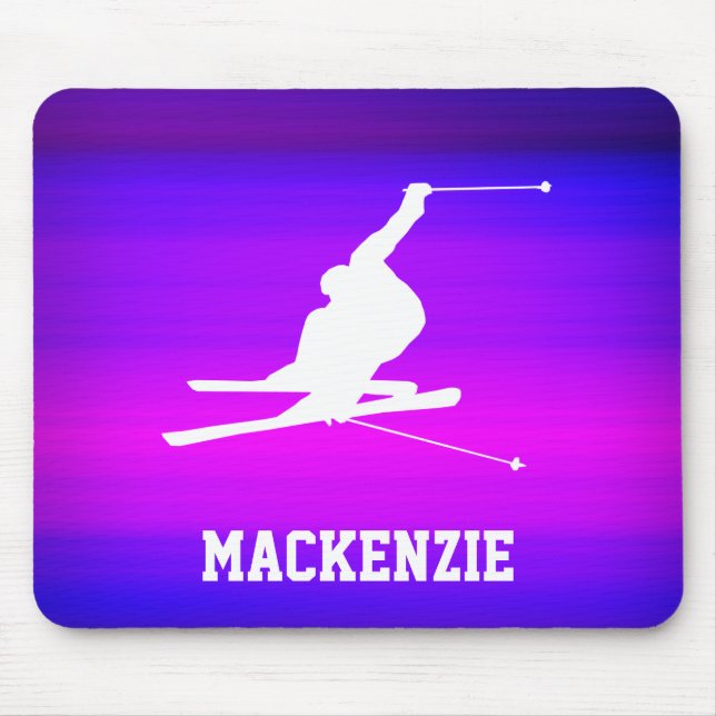 Schnee Ski; lebhaftes Violett Blau und Magenta Mousepad (Vorne)