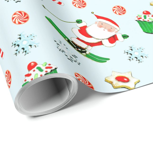Schnee-Skiurlaub Geschenk Geschenkpapier (Rolleneckpunkt)