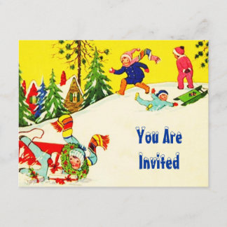 SCHNEE-SPASS-WINTER-GEBURTSTAGS-PARTY EINLADUNG