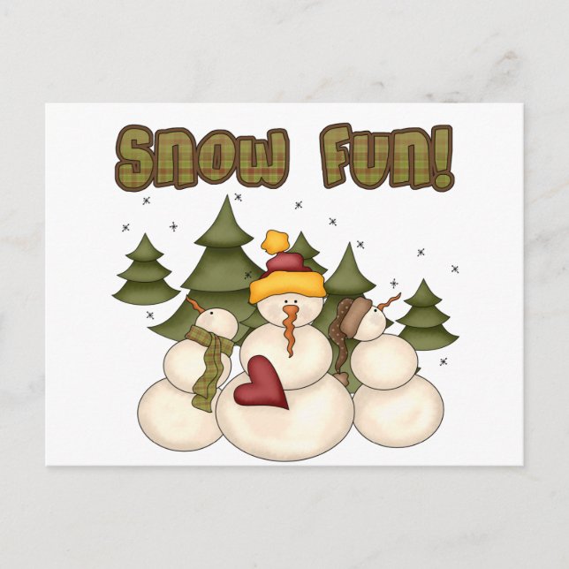 Schnee Spaß zwei Hemden und Geschenke Postkarte (Vorderseite)