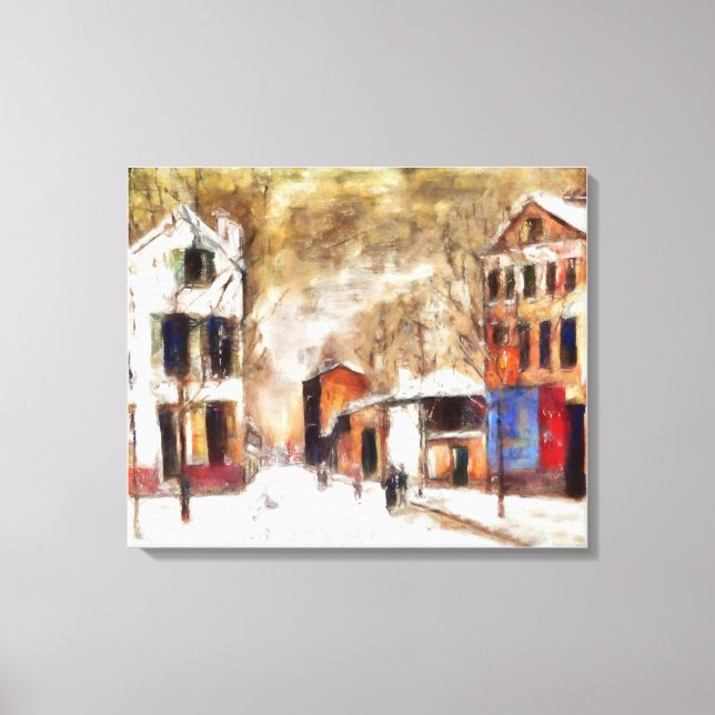 Schnee-Stadtlandschaft Leinwanddruck (Vorderseite)