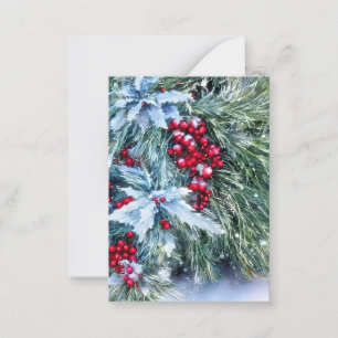 Schnee-Tanne und Stechpalme Budget Mini-Weihnachte Mitteilungskarte