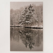 Schnee über den Wintersee Wunderland Vintage Lands