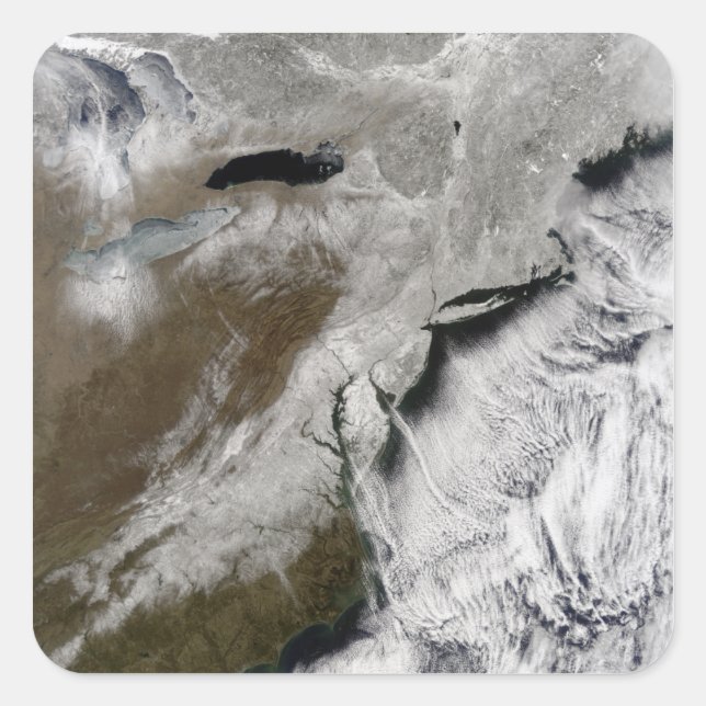 Schnee über die nordöstlichen Staaten Quadratischer Aufkleber (Vorderseite)