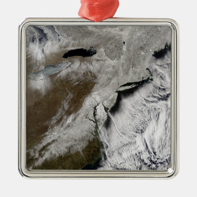 Schnee über die nordöstlichen Staaten Silbernes Ornament (Vorne)