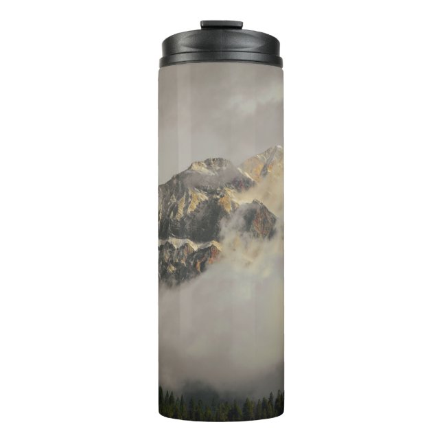 SCHNEE ÜBERDECKTER BERG UNTER SCHLAUBERHEIT AM TAG THERMOSBECHER (Vorderseite)