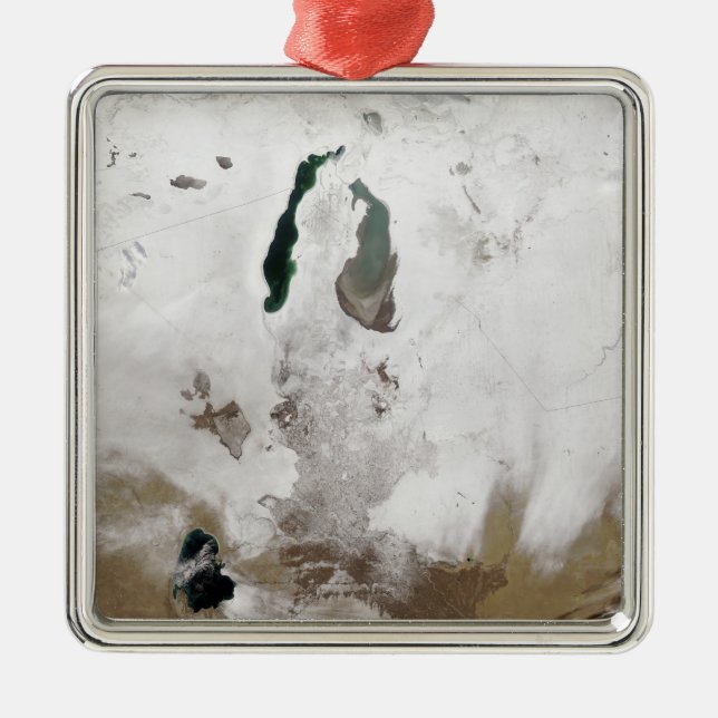 Schnee um das Aralmeer Silbernes Ornament (Vorne)