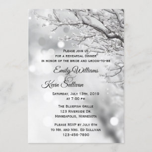 Schnee und EisWinter Probe Abendessen Einladung