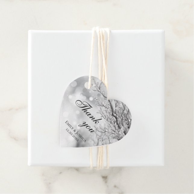 Schnee und Eiswinterhochzeit Vielen Dank Geschenkanhänger (Beispiel)