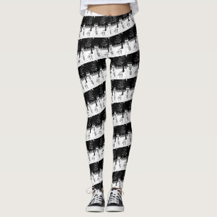 Schnee und Hut, schwarz-weiß Weihnachten Leggings