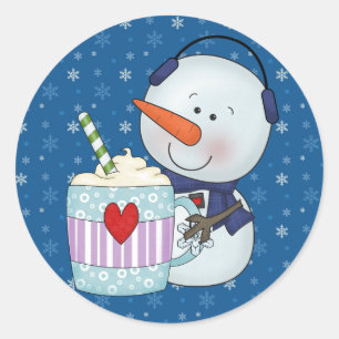SCHNEE- UND Kakao-TASSE Runder Aufkleber
