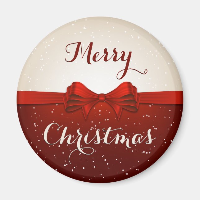 Schnee und rote Schleife Magnet (Vorne)