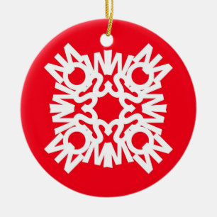 SCHNEE Verzierungs-Rot 1 Keramikornament