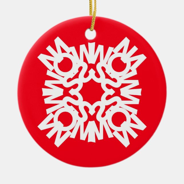 SCHNEE Verzierungs-Rot 1 Keramikornament (Vorne)