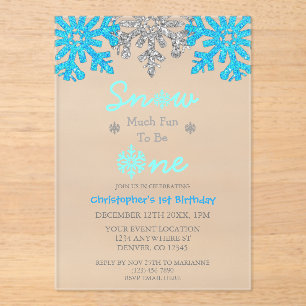 Schnee viel Spaß, ein Winter 1. Geburtstag zu sein Acryleinladungen