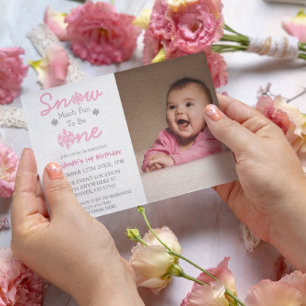 Schnee viel Spaß, ein Winter 1. Geburtstag zu sein Einladung