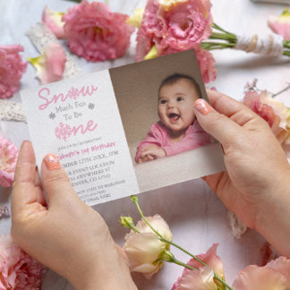 Schnee viel Spaß, ein Winter 1. Geburtstag zu sein Einladung