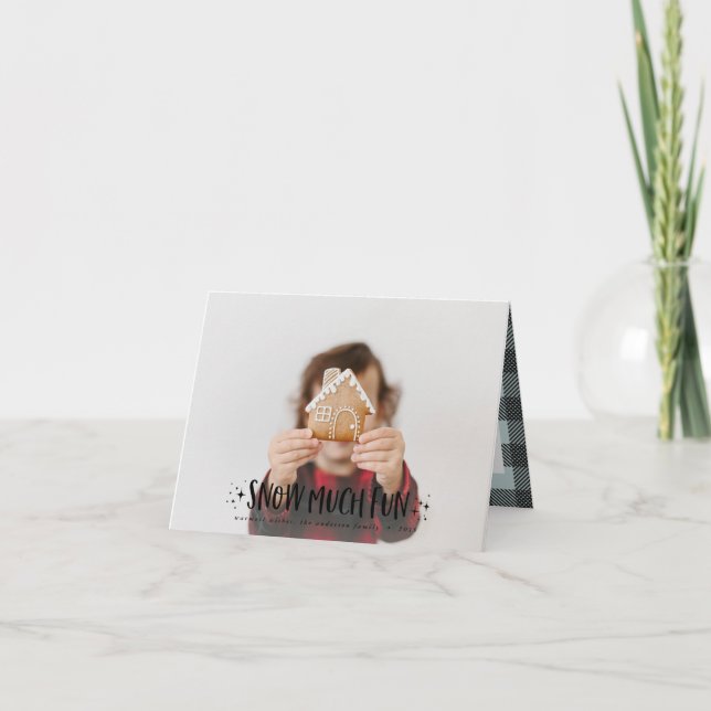 Schnee viel Spaß Foto Skript Text und Tartan Famil (Vorderseite)