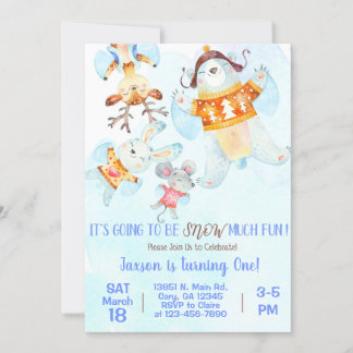 Schnee viel Spaß Junge Winter Geburtstagseinladung Einladung