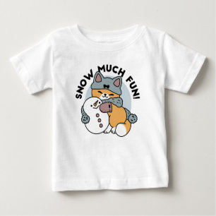 Schnee viel Spaß Katze Winterurlaub Design Baby T-shirt