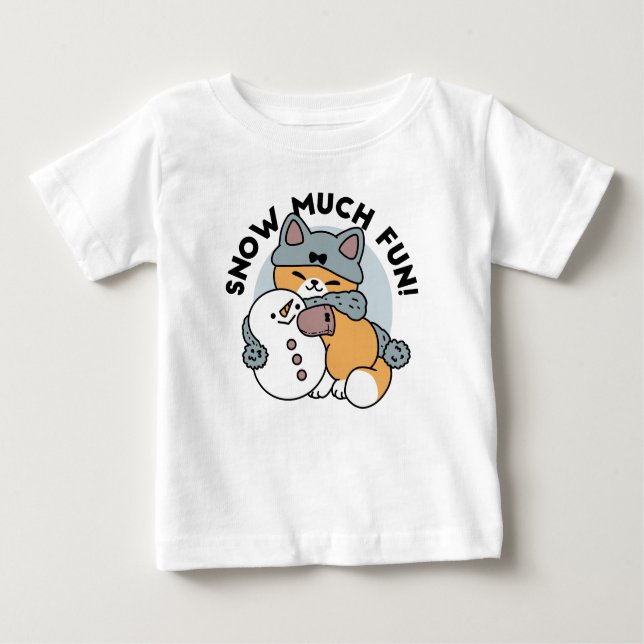Schnee viel Spaß Katze Winterurlaub Design Baby T-shirt (Vorderseite)
