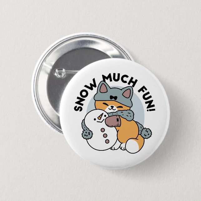 Schnee viel Spaß Katze Winterurlaub Design Button (Vorne & Hinten)