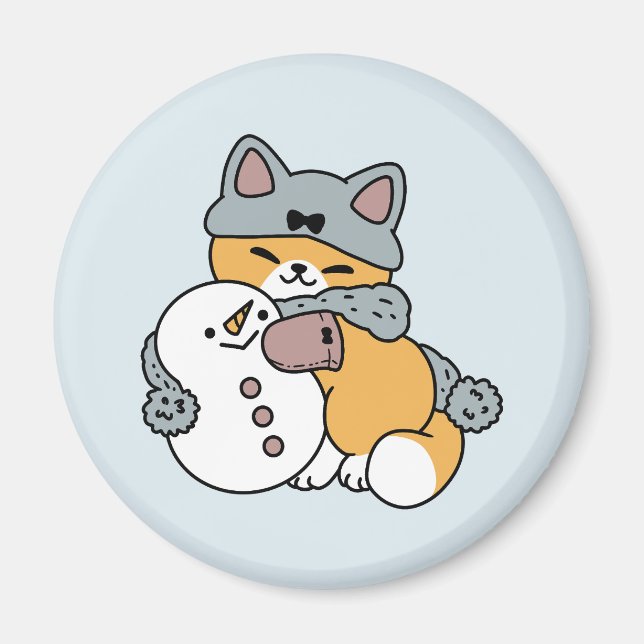 Schnee viel Spaß Katze Winterurlaub Design Magnet (Vorne)