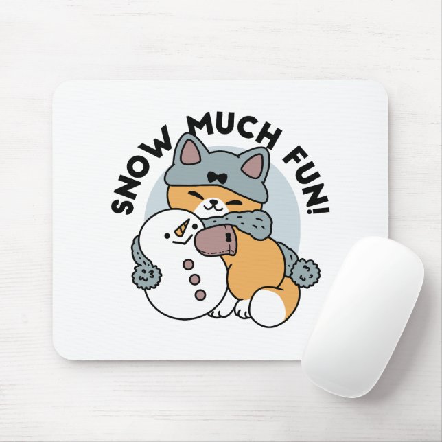 Schnee viel Spaß Katze Winterurlaub Design Mousepad (Mit Mouse)