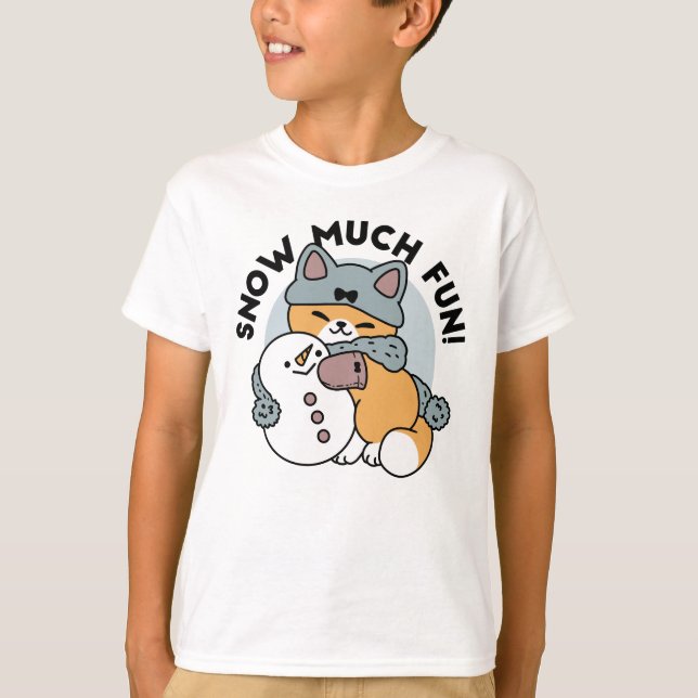 Schnee viel Spaß Katze Winterurlaub Design T-Shirt (Vorderseite)