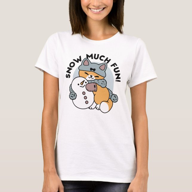 Schnee viel Spaß Katze Winterurlaub Design T-Shirt (Vorderseite)