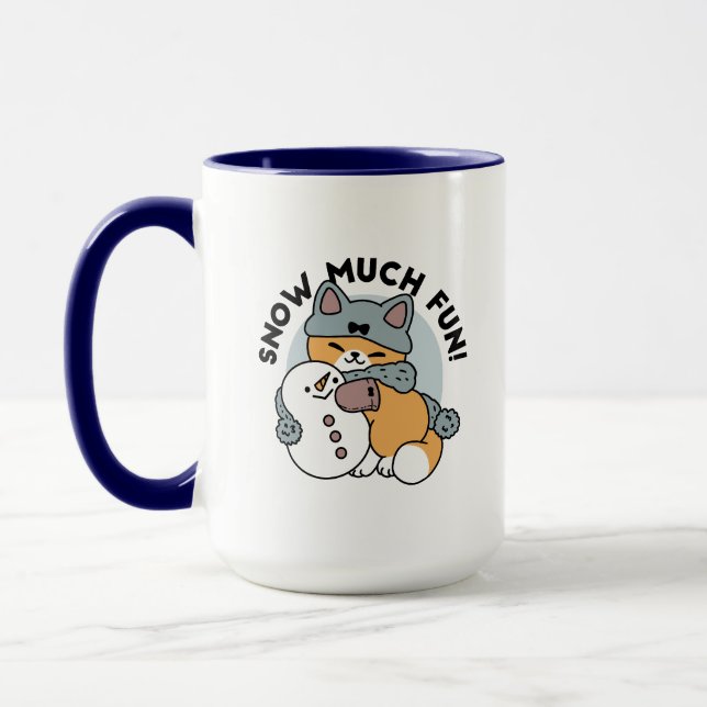 Schnee viel Spaß Katze Winterurlaub Design Tasse (Links)