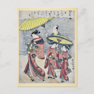 Schnee von Suzuki, Harunobu Ukiyoe Postkarte