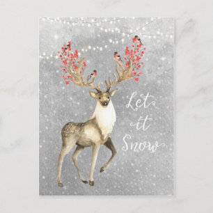 Schnee Weihnachten Hirsche Postkarte
