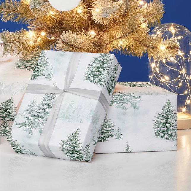 Schnee Weihnachtsbäume Winter   Geschenkpapier (Feiertage)