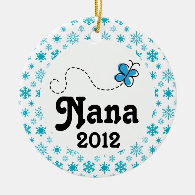 Schnee-Weihnachtsverzierung Nanas personalisierte Keramikornament (Vorne)
