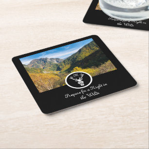 Schnee-White-Stag-Silhouette Monogramm-Foto Rechteckiger Pappuntersetzer