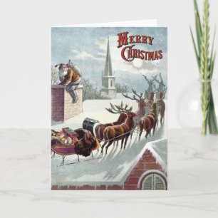 Schnee Williams Roger - Vintage Sankt und Sleigh Feiertagskarte