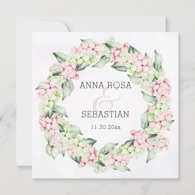 *~* Schnee Winter Berry AR12 QR UAWG Boho Wedding Einladung (Vorderseite)